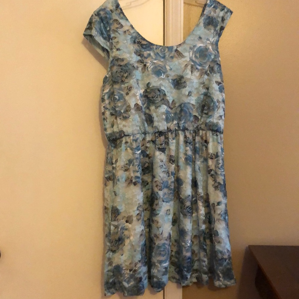 Pink Rose lace overlay dress, size L